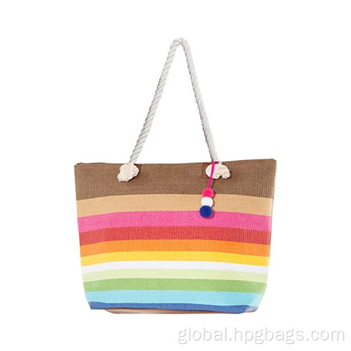 Beach Bags Totes Extra Large Striped Straw Rope Handle Factory